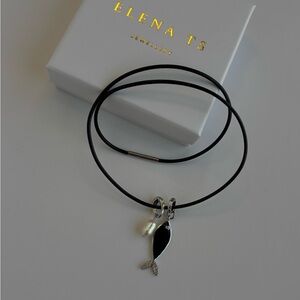 343 Leather Cord Necklace Pearl Pendant